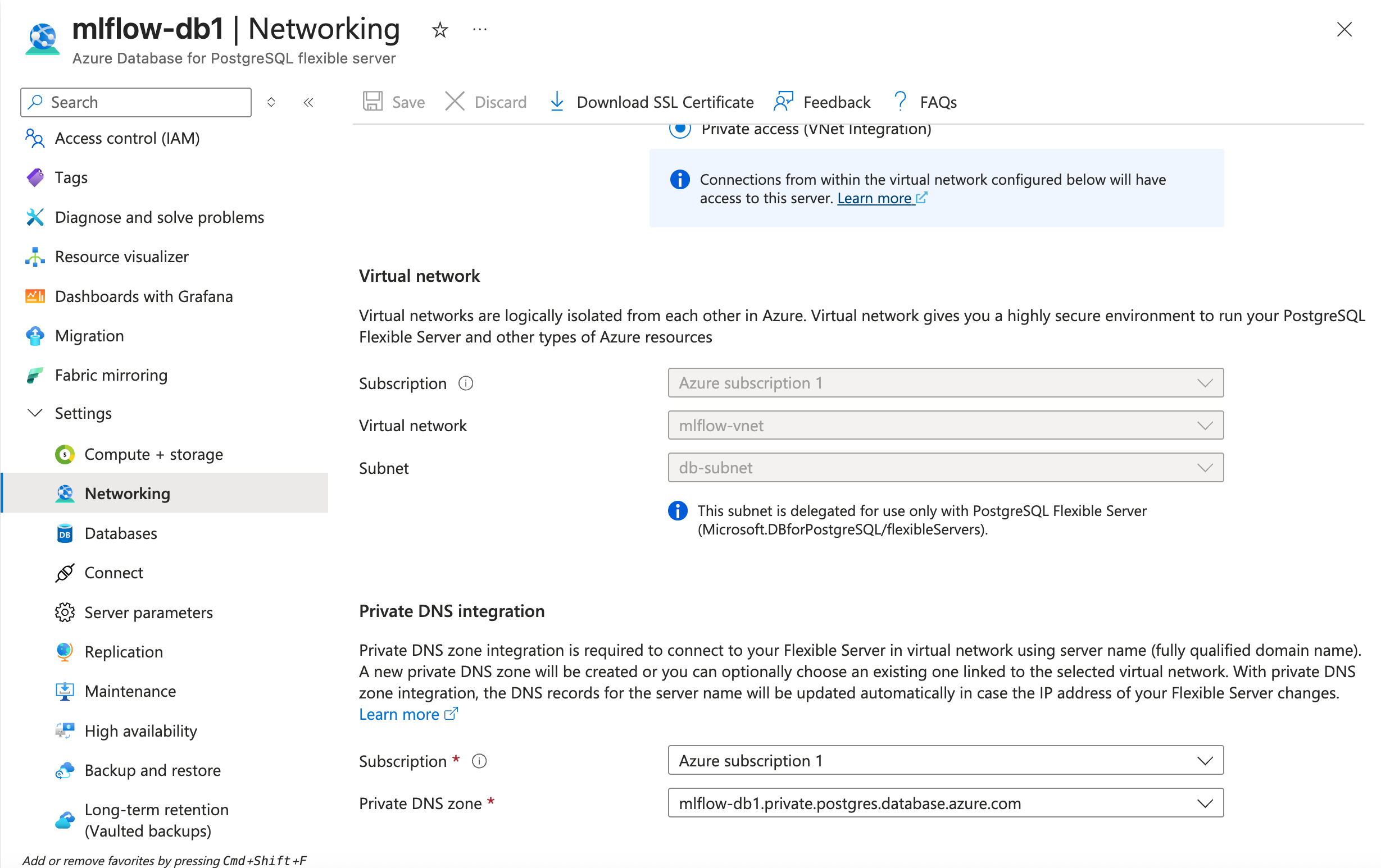 azure db vnet