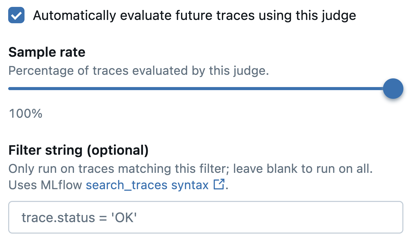 Evaluation settings