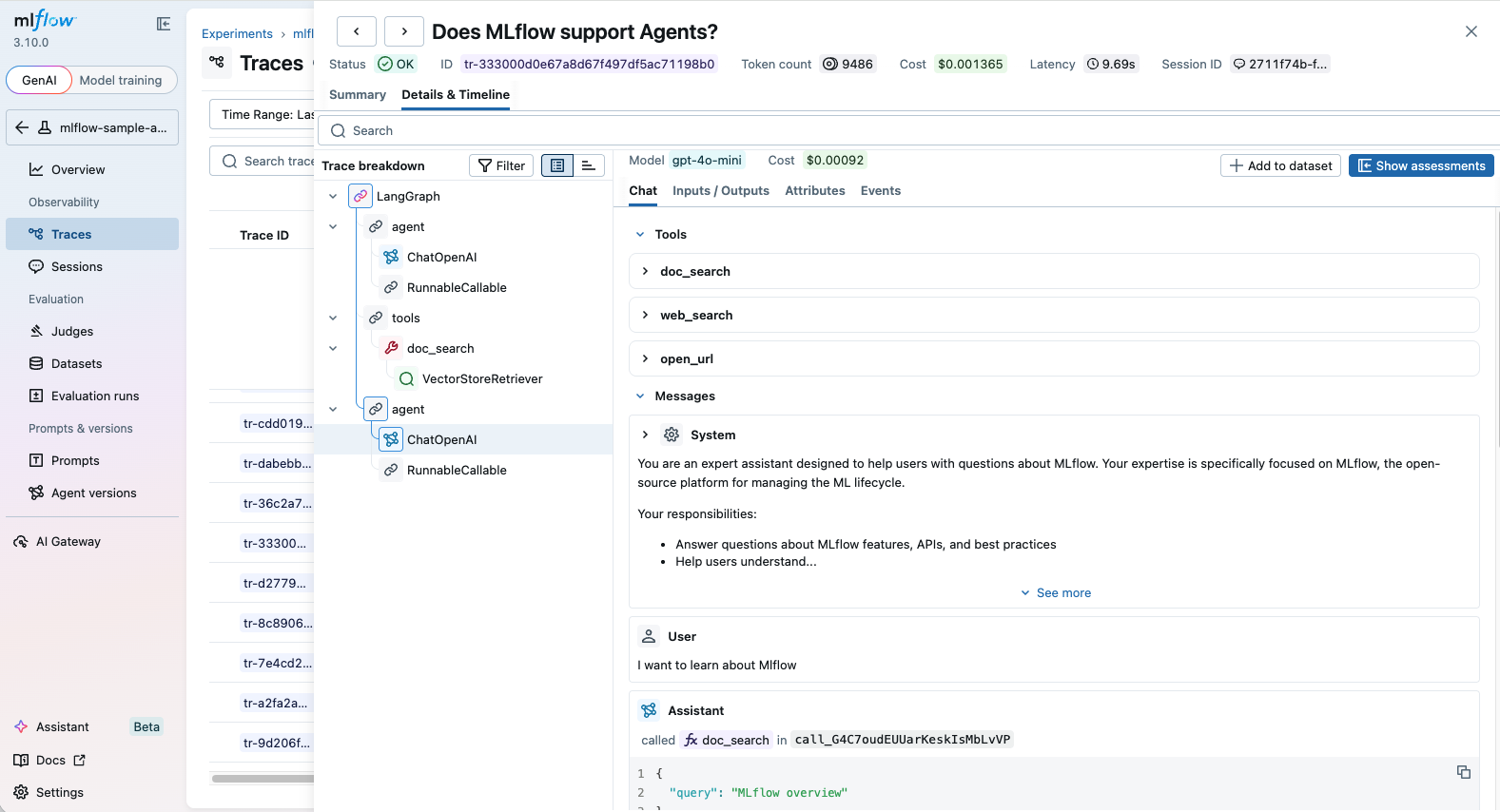 LangGraph Tracing via autolog